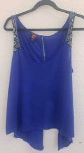 2b bebe beaded embellishments sleeveless blue top